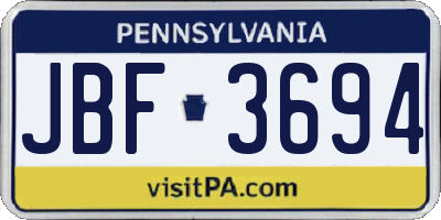 PA license plate JBF3694