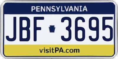 PA license plate JBF3695