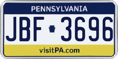 PA license plate JBF3696