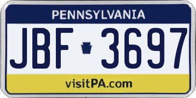 PA license plate JBF3697