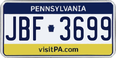 PA license plate JBF3699