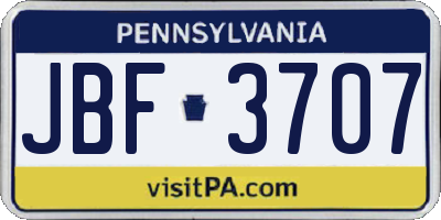 PA license plate JBF3707