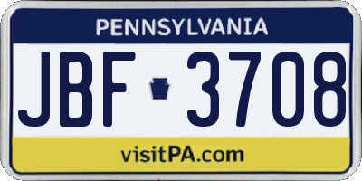 PA license plate JBF3708