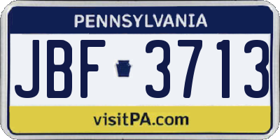 PA license plate JBF3713