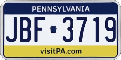 PA license plate JBF3719