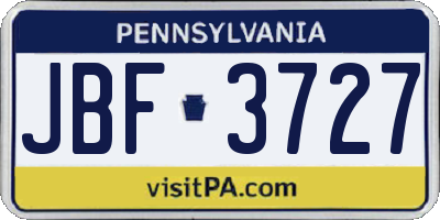 PA license plate JBF3727