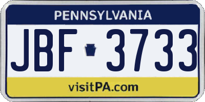 PA license plate JBF3733