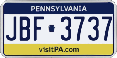 PA license plate JBF3737