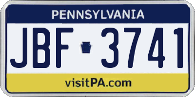 PA license plate JBF3741