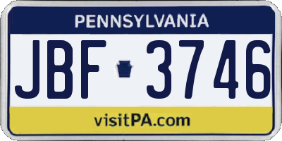 PA license plate JBF3746