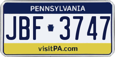 PA license plate JBF3747