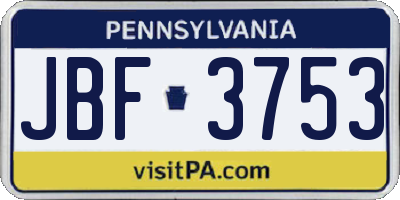 PA license plate JBF3753