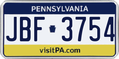 PA license plate JBF3754