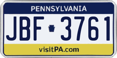 PA license plate JBF3761