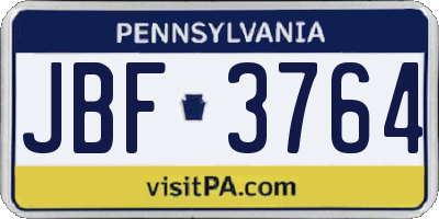 PA license plate JBF3764