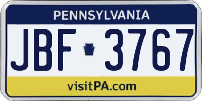 PA license plate JBF3767