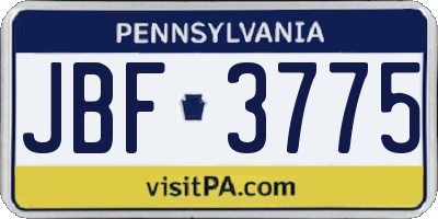 PA license plate JBF3775