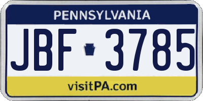 PA license plate JBF3785