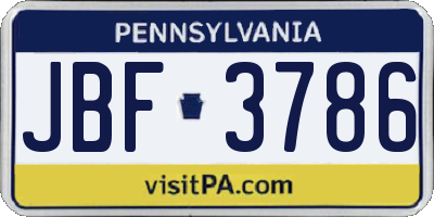 PA license plate JBF3786