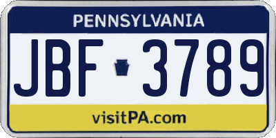 PA license plate JBF3789