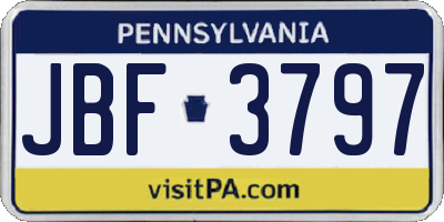 PA license plate JBF3797