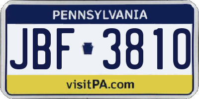 PA license plate JBF3810