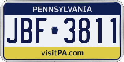 PA license plate JBF3811