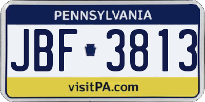 PA license plate JBF3813