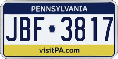 PA license plate JBF3817