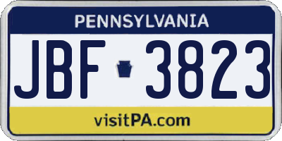 PA license plate JBF3823