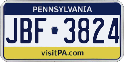 PA license plate JBF3824