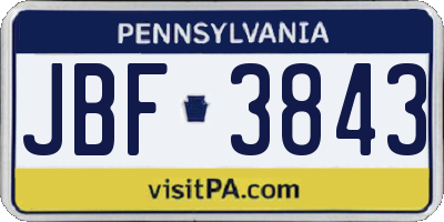 PA license plate JBF3843