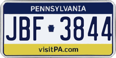 PA license plate JBF3844