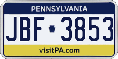 PA license plate JBF3853