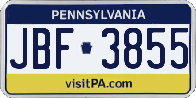 PA license plate JBF3855