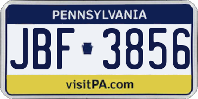 PA license plate JBF3856