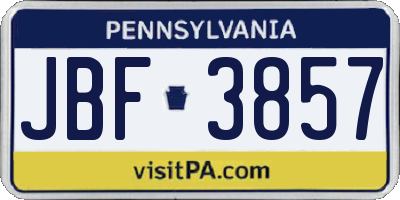 PA license plate JBF3857