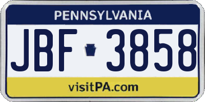 PA license plate JBF3858