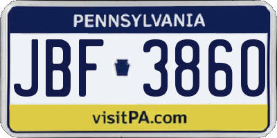 PA license plate JBF3860