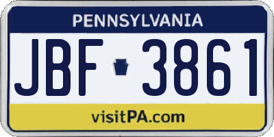 PA license plate JBF3861