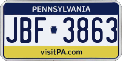 PA license plate JBF3863