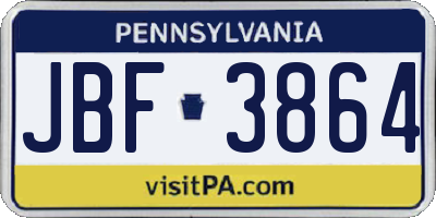 PA license plate JBF3864