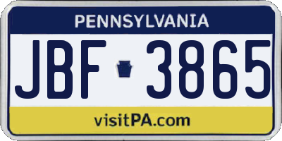 PA license plate JBF3865