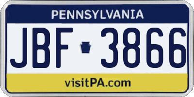 PA license plate JBF3866