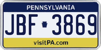 PA license plate JBF3869