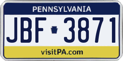 PA license plate JBF3871