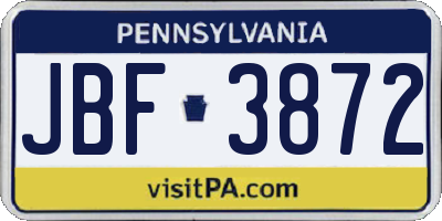 PA license plate JBF3872