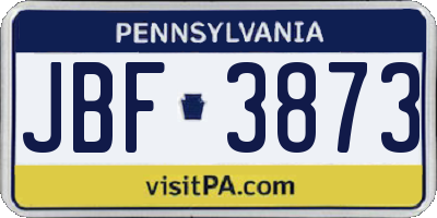 PA license plate JBF3873