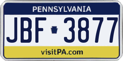 PA license plate JBF3877