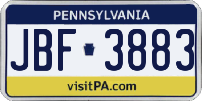 PA license plate JBF3883